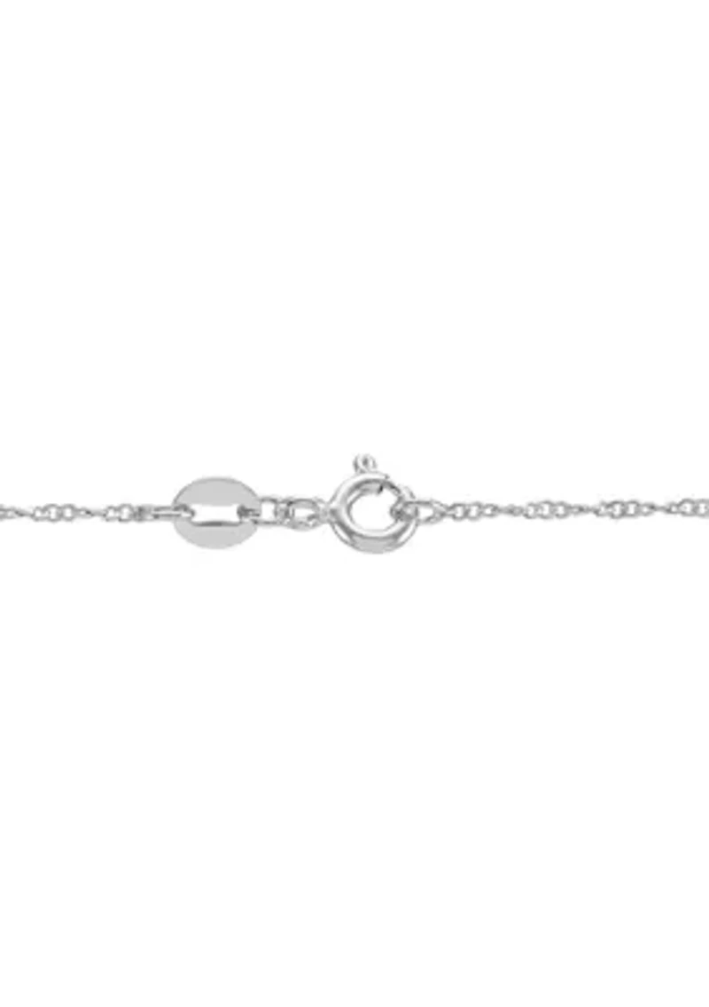 Lab Grown White Sapphire Pendant with 18" Singapore Chain in Sterling Silver