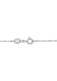 Lab Grown White Sapphire Pendant with 18" Singapore Chain in Sterling Silver