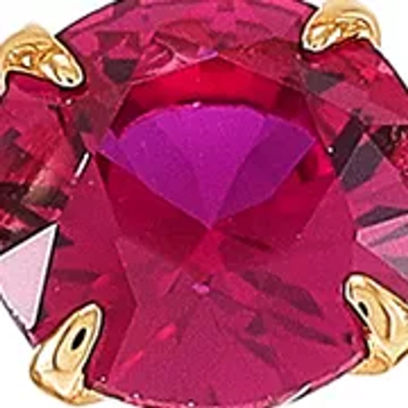 Lab Grown Ruby and White Sapphire Pendant Cable Chain Necklace in Gold Over Sterling Silver