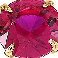 Lab Grown Ruby and White Sapphire Pendant Cable Chain Necklace in Gold Over Sterling Silver