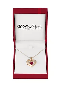 Lab Grown Ruby and White Sapphire Pendant Cable Chain Necklace in Gold Over Sterling Silver