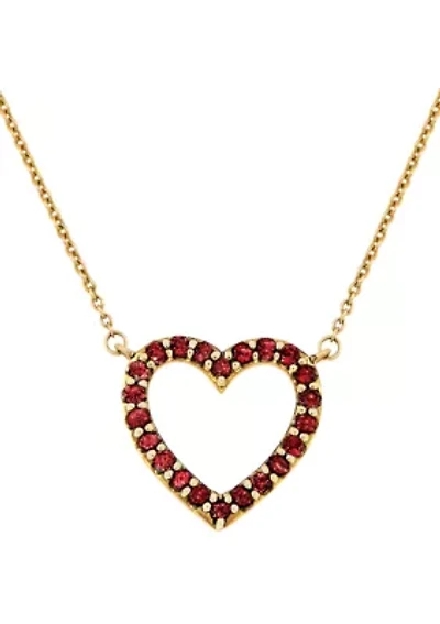 Created Ruby Heart Pendant Necklace in 10k Yellow Gold
