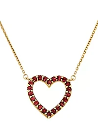 Created Ruby Heart Pendant Necklace in 10k Yellow Gold