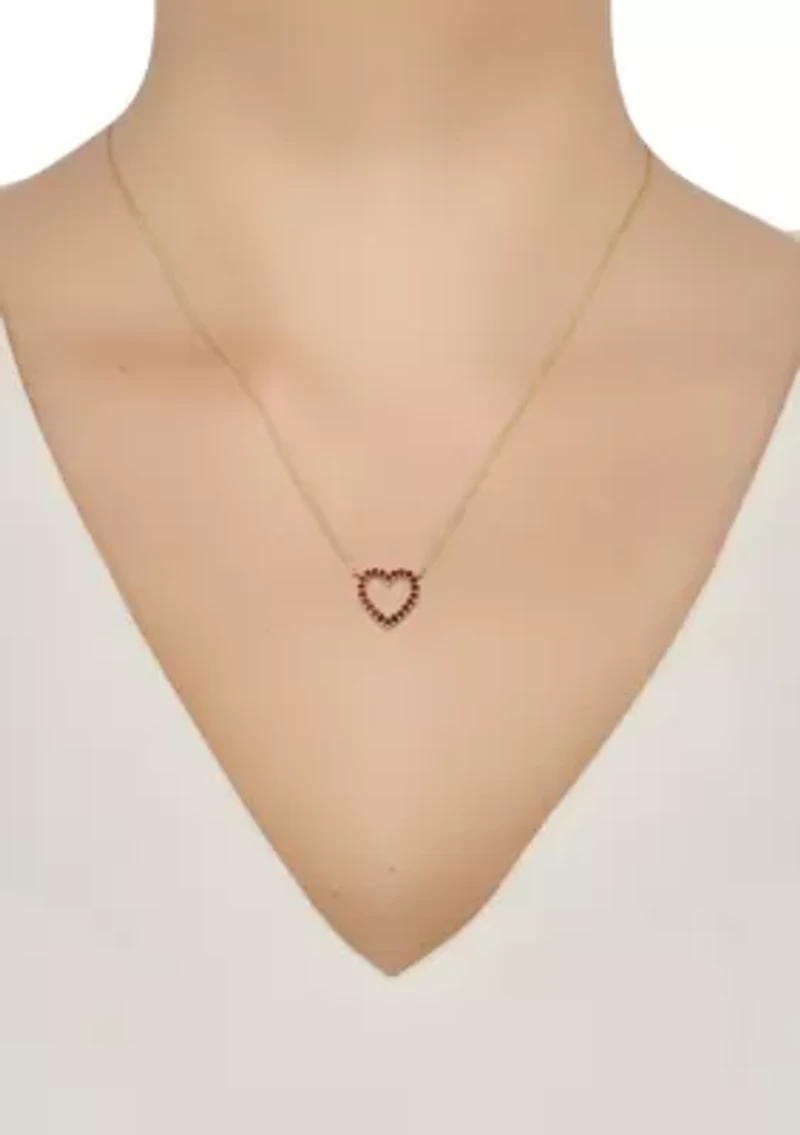 Created Ruby Heart Pendant Necklace in 10k Yellow Gold