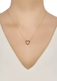 Created Ruby Heart Pendant Necklace in 10k Yellow Gold