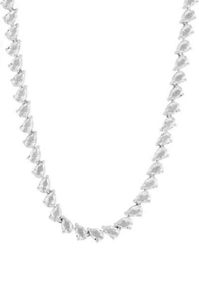 Lab Grown White Sapphire Necklace in Sterling Silver