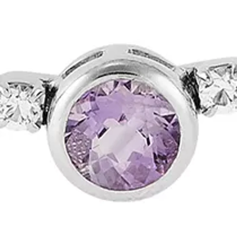 Lab Created Amethyst and White Sapphire Layer Necklace in Sterling Silver