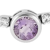 Lab Created Amethyst and White Sapphire Layer Necklace in Sterling Silver