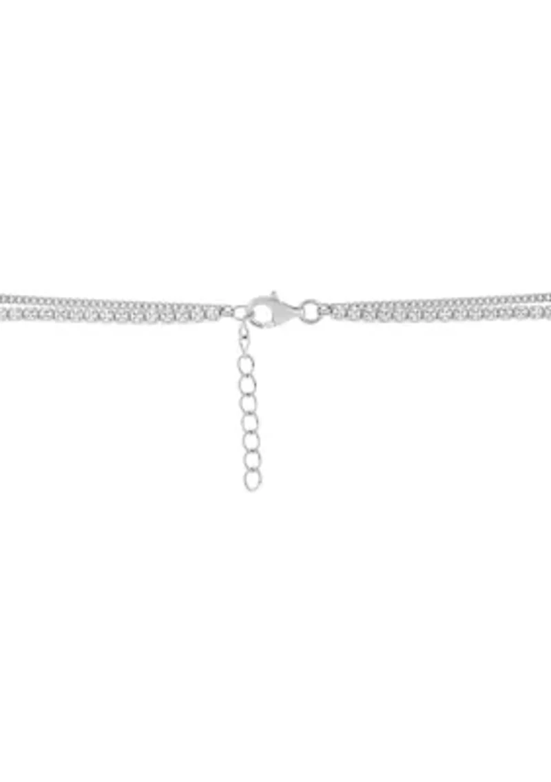 Lab Created Amethyst and White Sapphire Layer Necklace in Sterling Silver