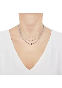 Lab Created Amethyst and White Sapphire Layer Necklace in Sterling Silver