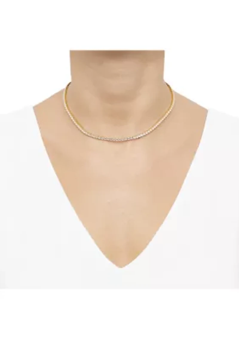Lab Grown White Sapphire Necklace in Sterling Silver