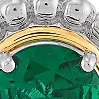 Lab Grown Emerald Pendant with 18" Cable Chain in Silver and 14K Yellow Gold