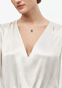 Lab Grown Emerald Pendant with 18" Cable Chain in Silver and 14K Yellow Gold