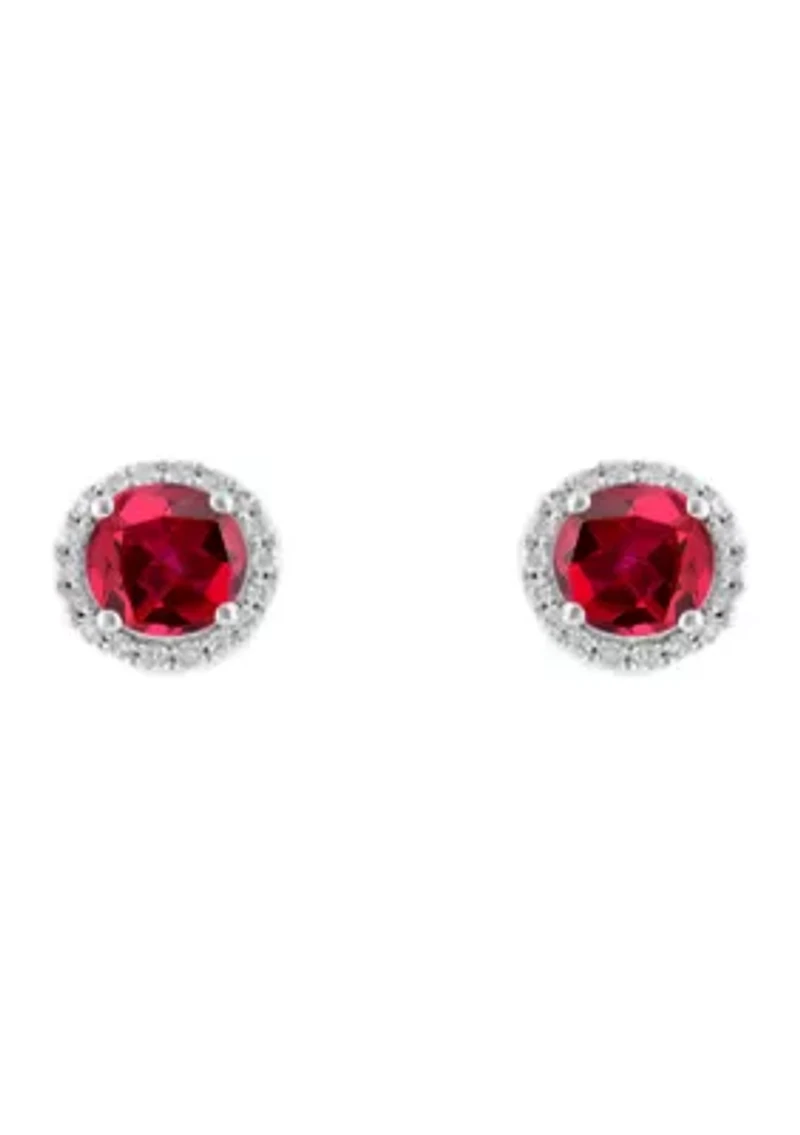 3.2 ct. t.w. Lab Created Ruby and Lab Created White Sapphire Earrings in Sterling Silver