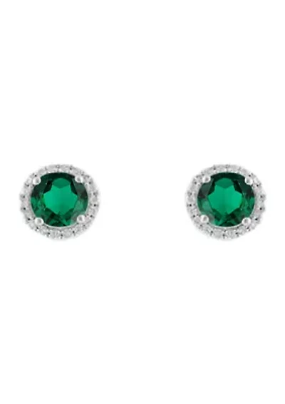 2.6 ct. t.w. Lab Created Emerald and Lab Created White Sapphire Earring in Sterling Silver