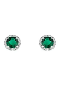 2.6 ct. t.w. Lab Created Emerald and Lab Created White Sapphire Earring in Sterling Silver
