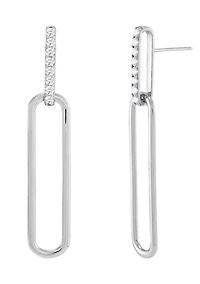 Lab Created White Sapphire Earrings in Sterling Silver