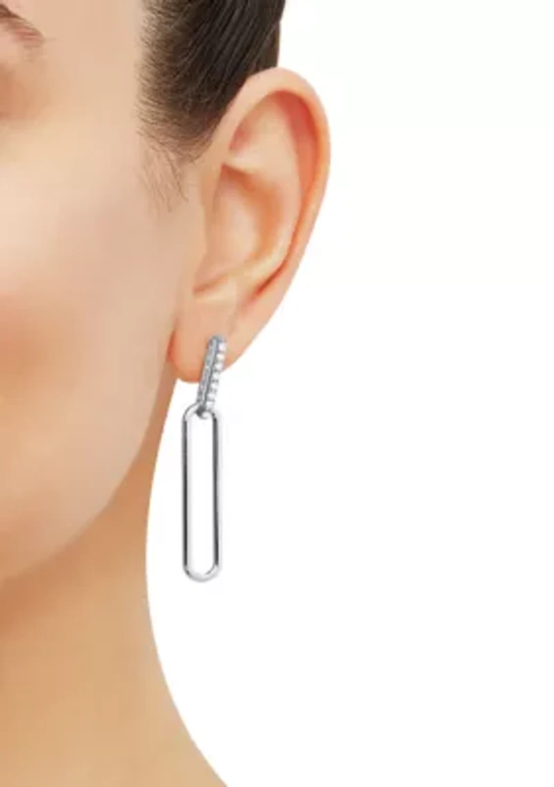 Lab Created White Sapphire Earrings in Sterling Silver