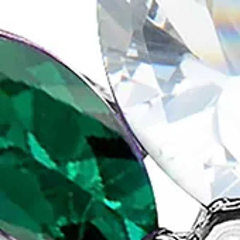 Lab Created Emerald and White Sapphire Flower Stud Earrings in Sterling Silver