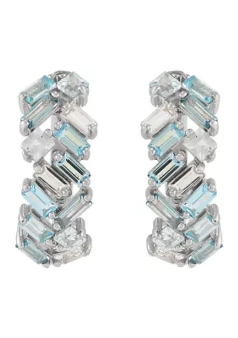 Muli Blue Topaz Hoop Earrings in Sterling Silver
