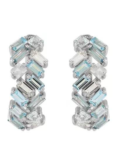 Muli Blue Topaz Hoop Earrings in Sterling Silver