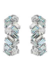 Muli Blue Topaz Hoop Earrings in Sterling Silver