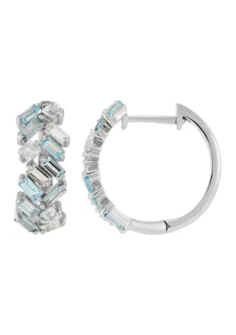 Muli Blue Topaz Hoop Earrings in Sterling Silver