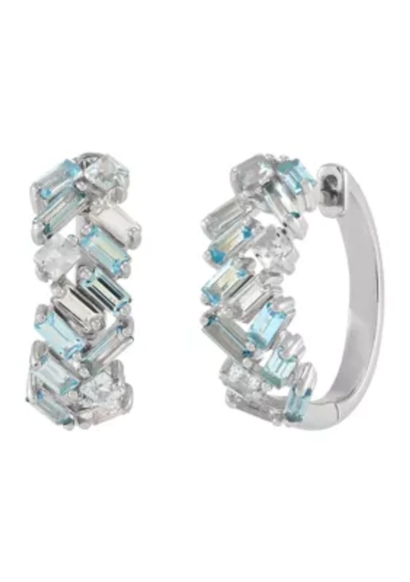 Muli Blue Topaz Hoop Earrings in Sterling Silver