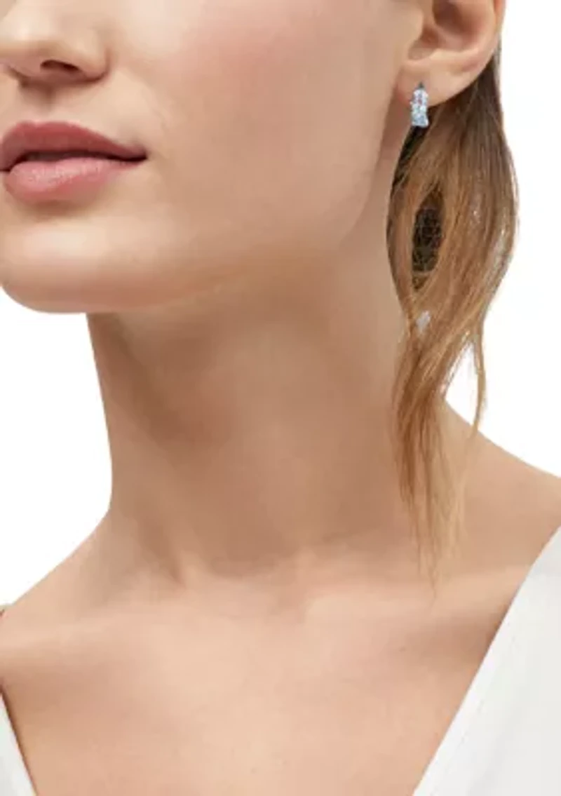 Muli Blue Topaz Hoop Earrings in Sterling Silver