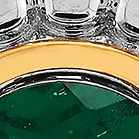 Lab Grown Emerald Stud Earrings in Silver and 14K Yellow Gold