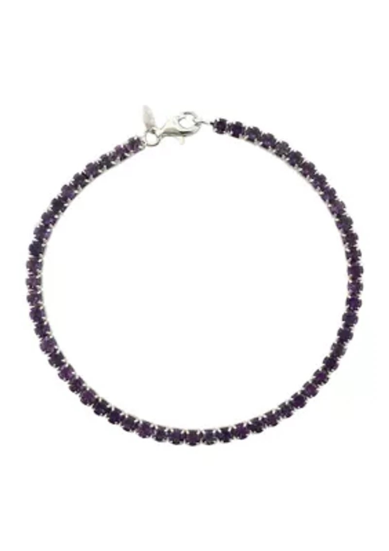 Amethyst 3 Millimeter Round Bracelet in Sterling Silver