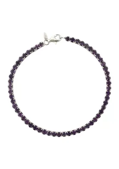 Amethyst 3 Millimeter Round Bracelet in Sterling Silver
