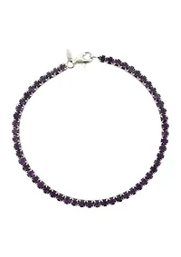 Amethyst 3 Millimeter Round Bracelet in Sterling Silver