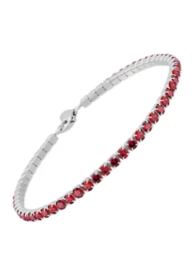 Sterling Silver 3 Millimeter Lab Created Ruby Bracelet