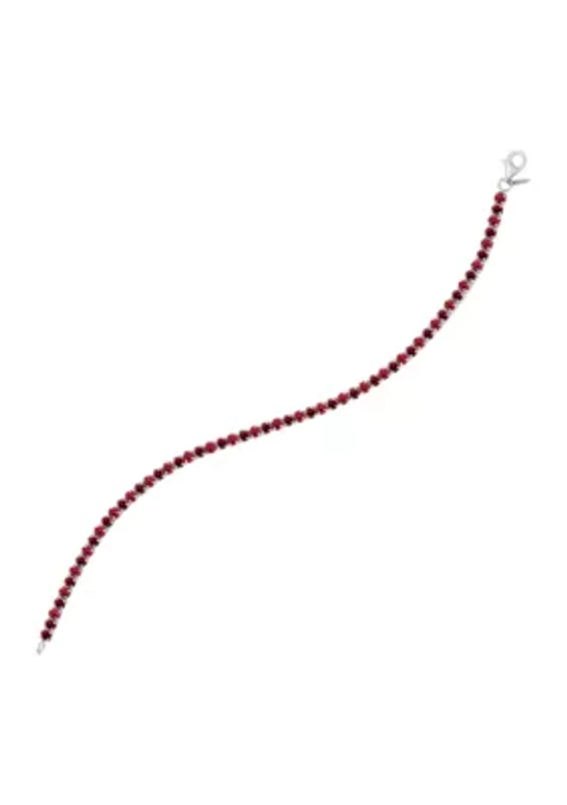 Sterling Silver 3 Millimeter Lab Created Ruby Bracelet