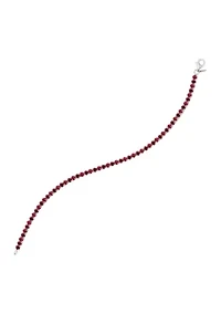 Sterling Silver 3 Millimeter Lab Created Ruby Bracelet