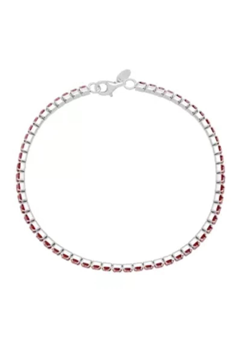 Sterling Silver 3 Millimeter Lab Created Ruby Bracelet