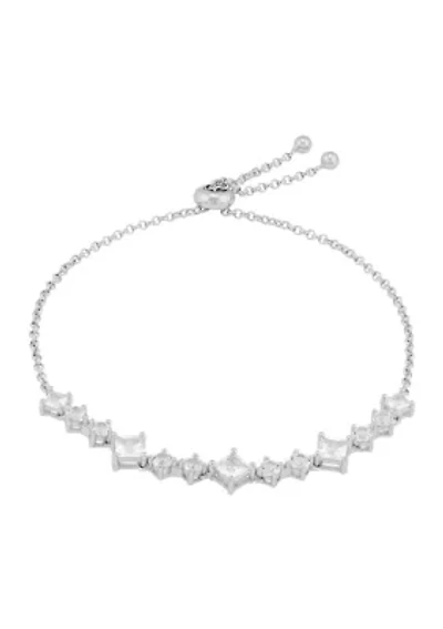 Lab Grown White Sapphire Bolo Bracelet in Sterling Silver