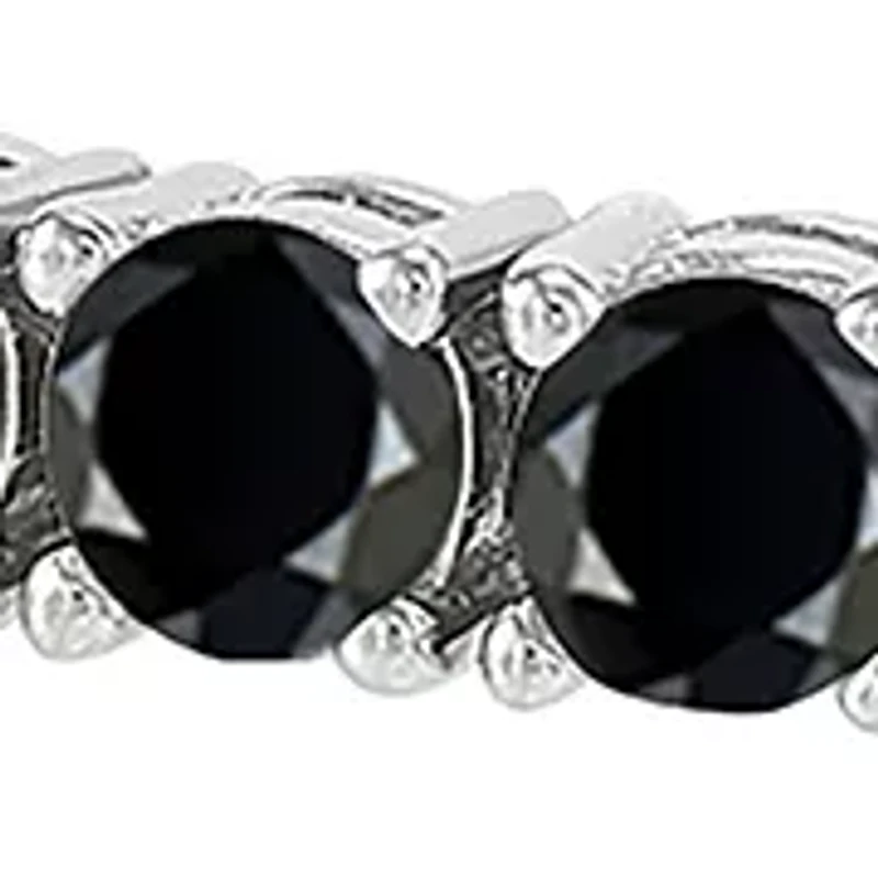 3.5 Millimeter Round Onyx Bracelet in Sterling Silver