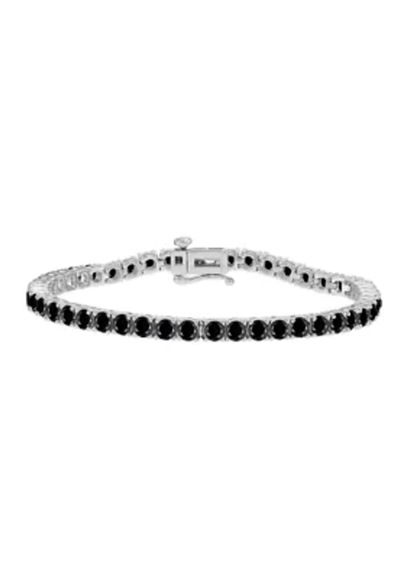 3.5 Millimeter Round Onyx Bracelet in Sterling Silver