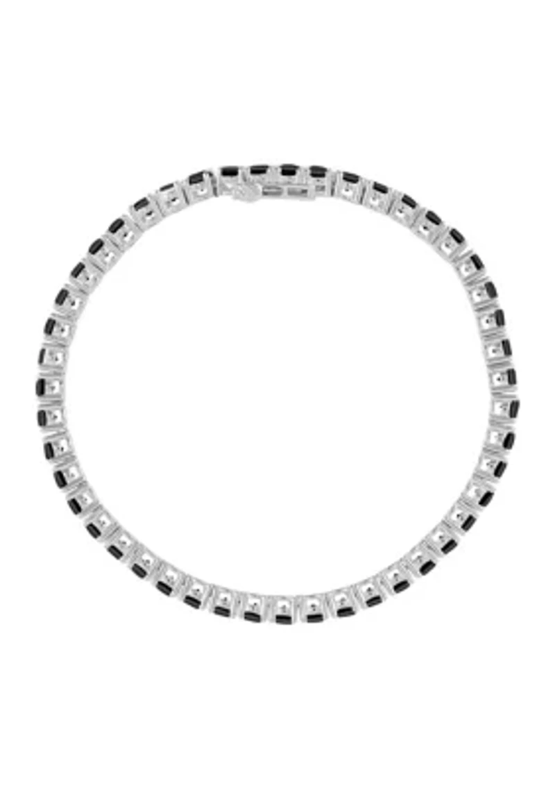 3.5 Millimeter Round Onyx Bracelet in Sterling Silver