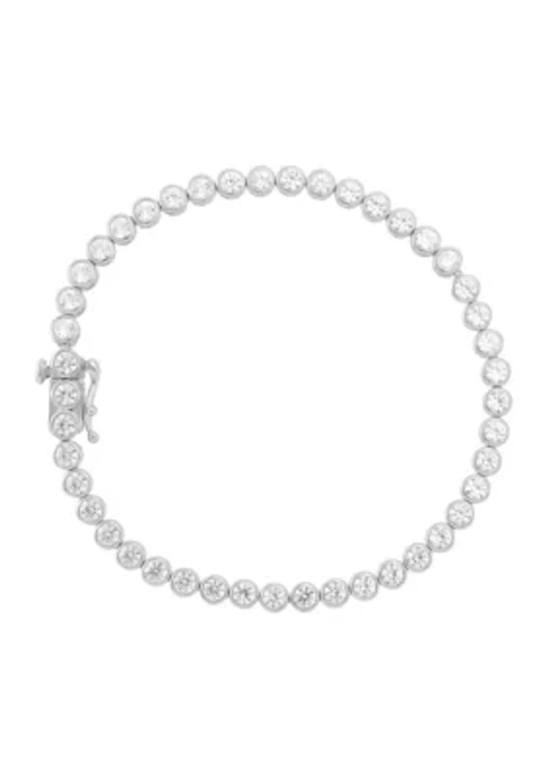 Lab Grown White Sapphire Tennis Bracelet in Sterling Silver