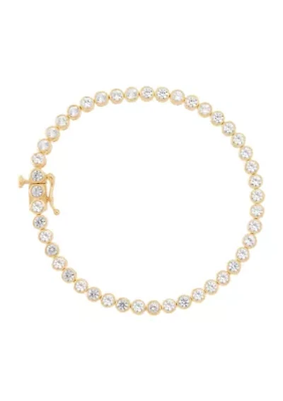 Lab Grown White Sapphire Tennis Bracelet in Gold Over Sterling Silver