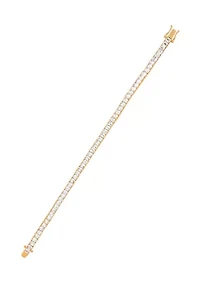 10.43 ct. t.w. Lab Grown White Sapphire Tennis Bracelet in Gold Over Silver 