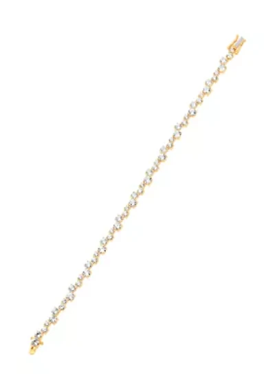 9.92 ct. t.w. Lab Grown White Sapphire Tennis Bracelet in Gold Over Silver 