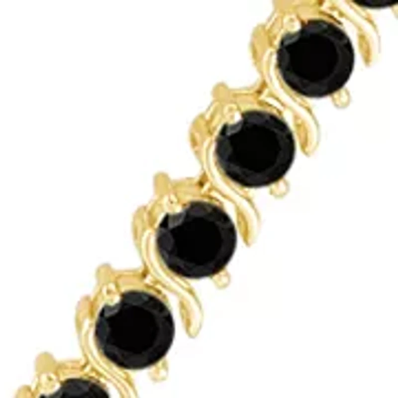 6.58 ct. t.w. Onyx Tennis Bracelet in Gold Over Silver 