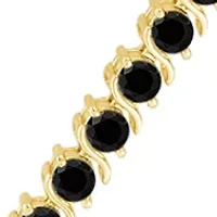 6.58 ct. t.w. Onyx Tennis Bracelet in Gold Over Silver 