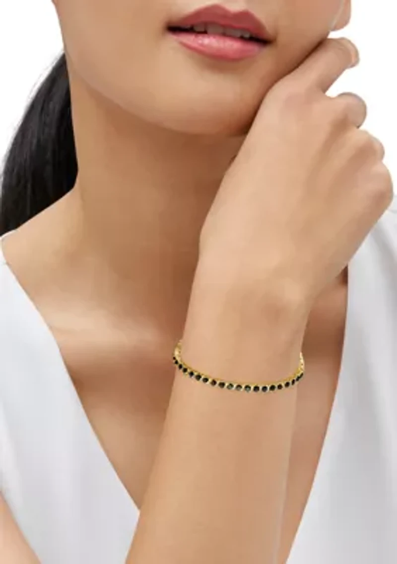 6.58 ct. t.w. Onyx Tennis Bracelet in Gold Over Silver 