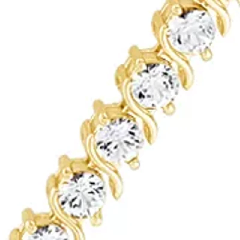 7.52 ct. t.w. Lab Grown White Sapphire Tennis Bracelet in Gold Over Silver