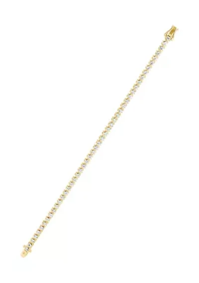 7.52 ct. t.w. Lab Grown White Sapphire Tennis Bracelet in Gold Over Silver